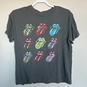The Rolling Stones Tongue Graphic Tee Shirt Gray Size L Band Tee